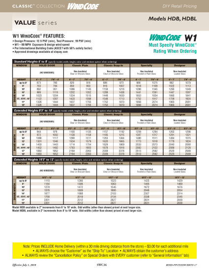 Clopay Remote Windcode Classic Collection – Diy Retail Pricing Flipbook